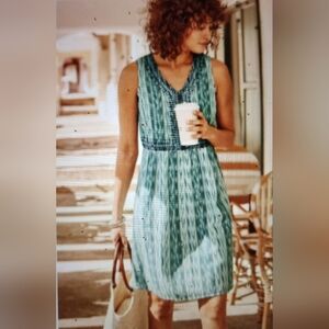 J. Jill Embroidered Cotton Ikat Dress Size Medium